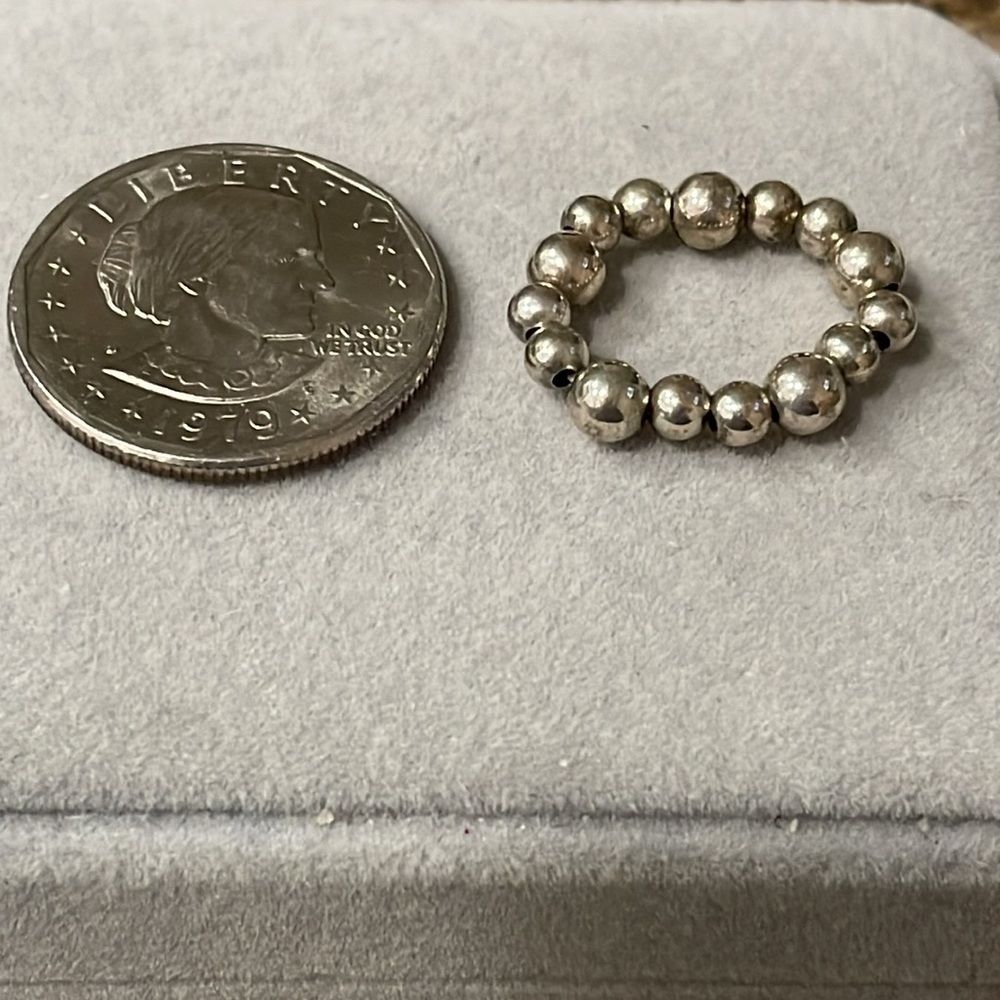 STERLING SILVER ROUND BALL BEAD RING BAND🩶 - Picture 3 of 3